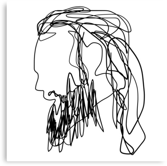 550x545 Bearded Man Line Drawing Canvas Print