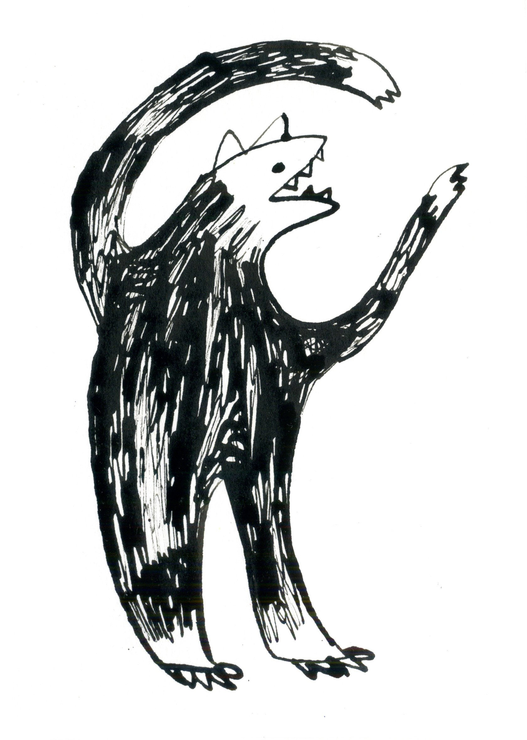 1680x2360 Growly Beast Black And White Ink Line Drawing Number Etsy