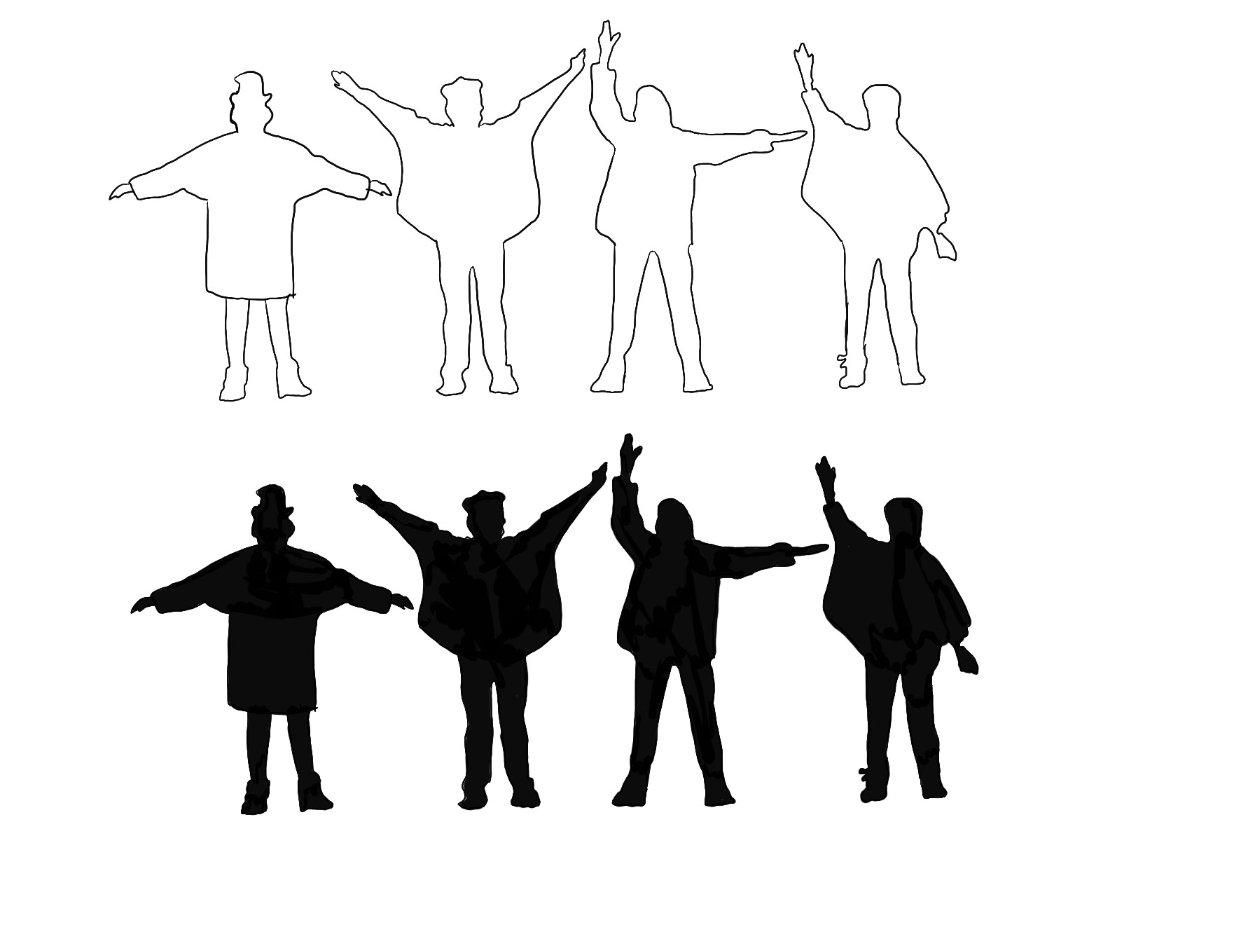 1772x1340 Beatles Drawing Silhouette For Free Download