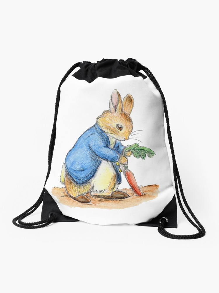 750x1000 nursery characters, peter rabbit, beatrix potter drawstring bag