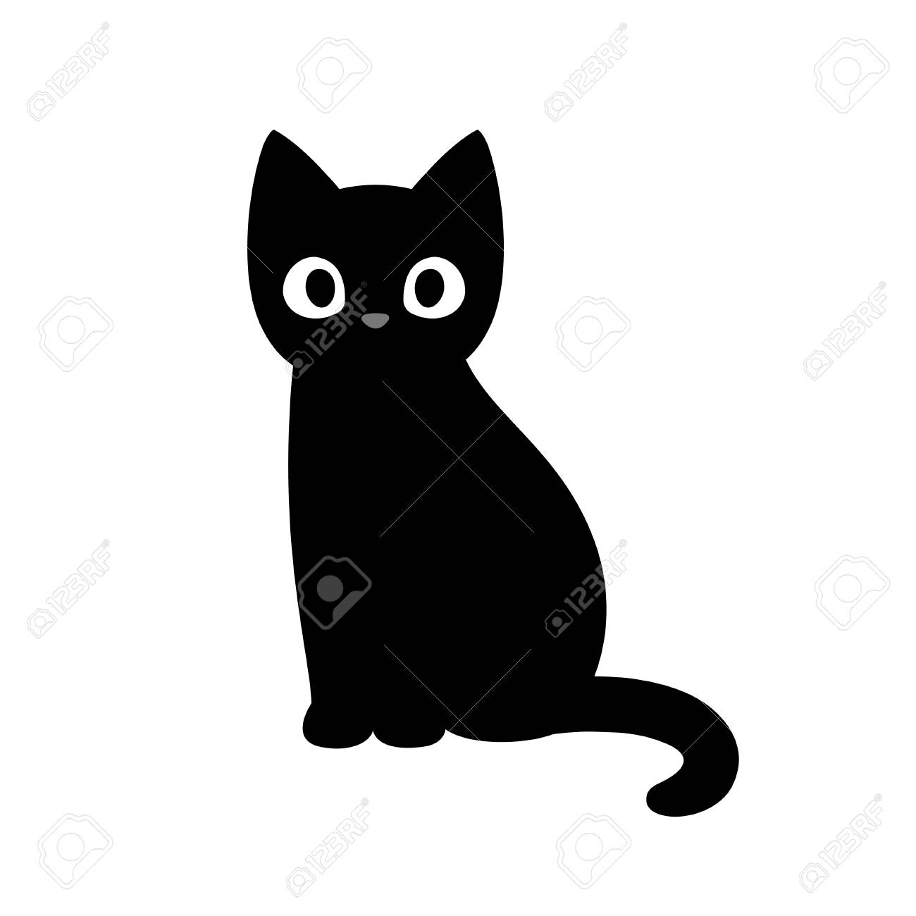 1300x1300 Beautiful Cartoon Black Cat Drawing Simple And Cute Kitten