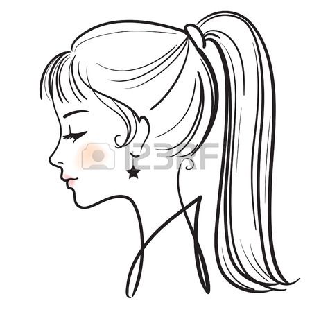 450x450 Stock Vector In Reference Girl Face Drawing, Side Face
