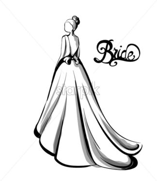 324x374 Wedding Couple Silhouette Vector Line Art Beautiful Bride