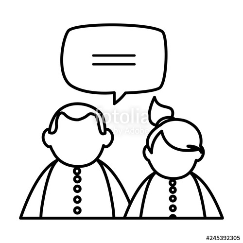 500x500 Beautiful Little Kids Couple With Speech Bubbles Stock Image