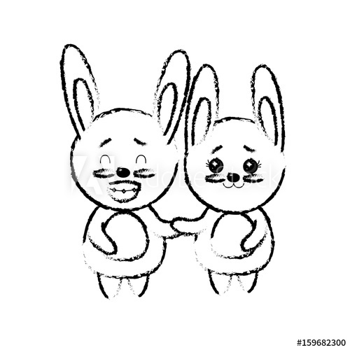500x500 Figure Cute Couple Rabbit Wild Animal With Beautiful Expression