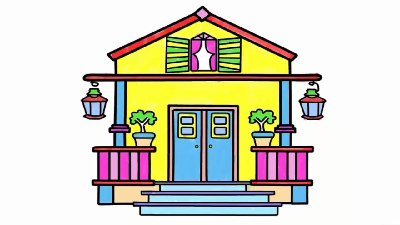 1280x720 How To Draw Beautiful Home, Learn Drawing And Painting Home