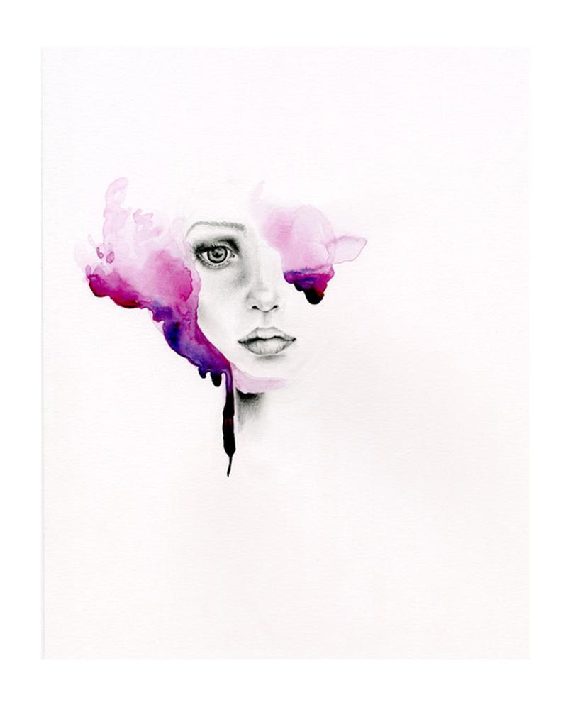 794x1021 original watercolor painting purple painting of a girl etsy