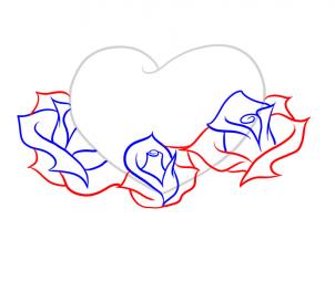 302x254 How To Draw Hearts And Roses, Step