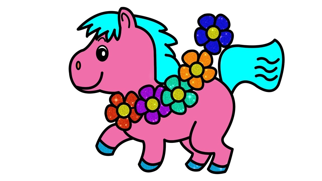 1280x720 Horse Drawing And Beautiful Glitter Coloring