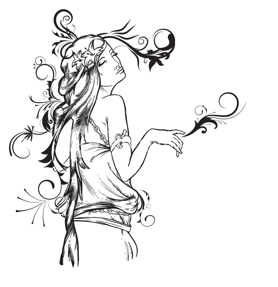 969x1000 Beautiful Lady With Floral Background Royalty Free Stock Image