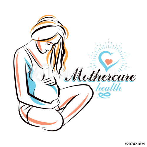 500x500 Pregnant Female Body Shape Hand Drawn Vector Illustration