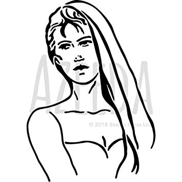 355x355 Azeeda 'beautiful Lady' Wall Stencil Template