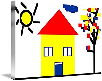 425x336 Wall Art Print Entitled Mondrian Child Landscape Drawing