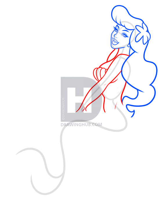 569x720 Mermaid Drawing Tutorial, Step