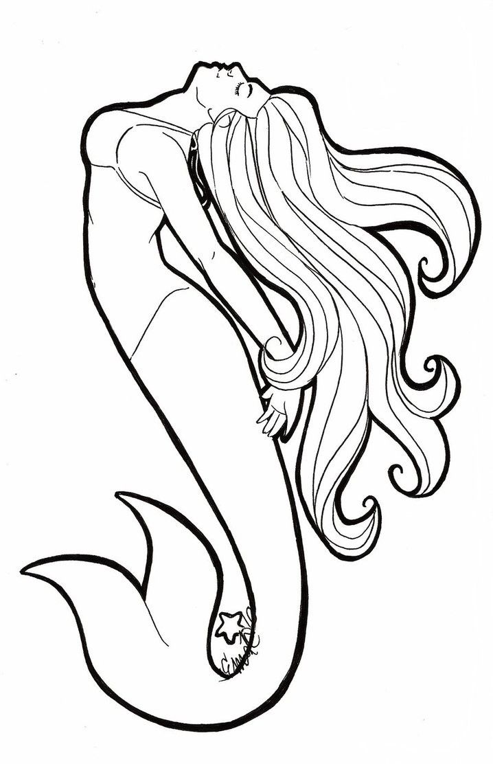 718x1112 Mermaid Drawing Free Download