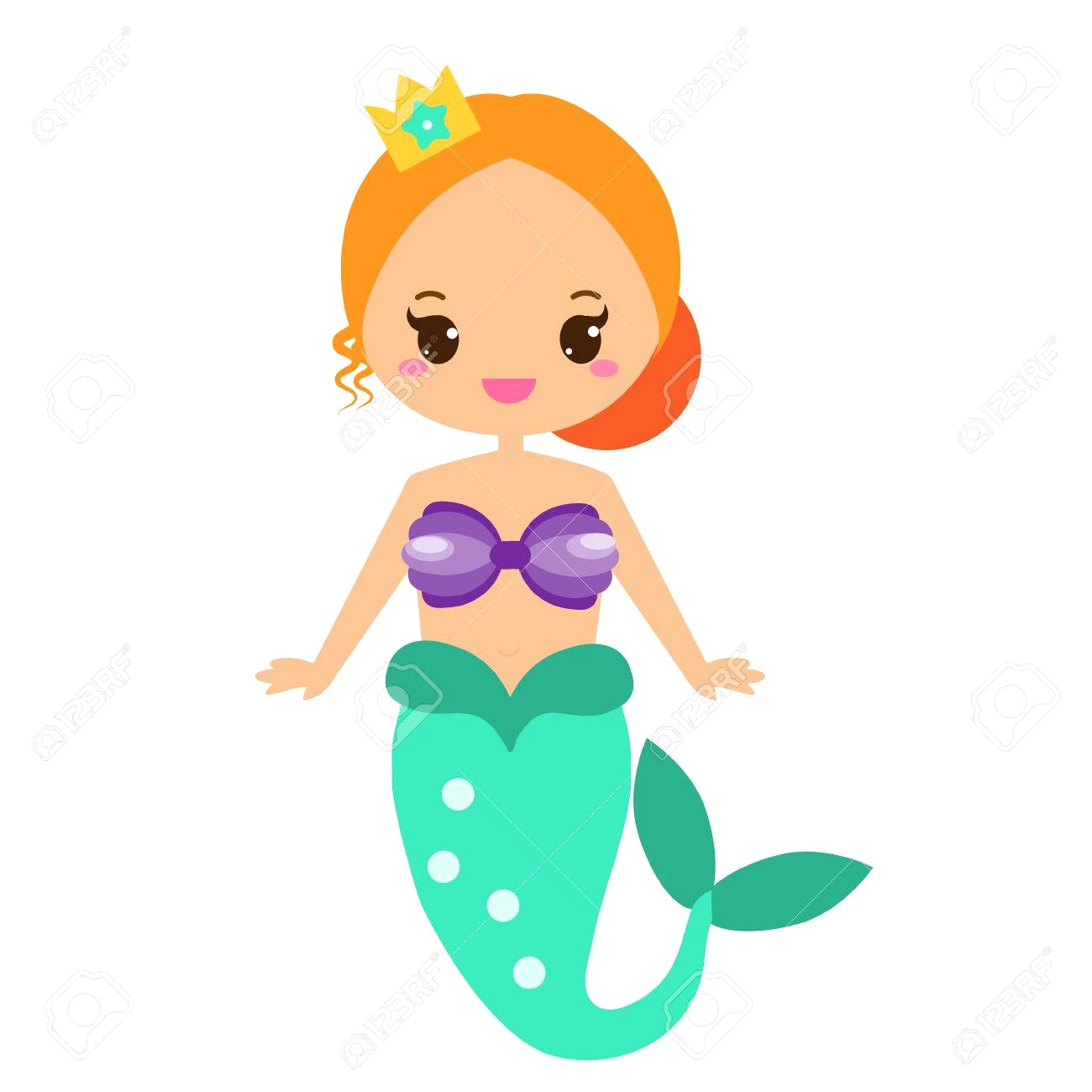 1300x1300 Beautiful Cartoon Little Mermaid Fish Vector Illustration