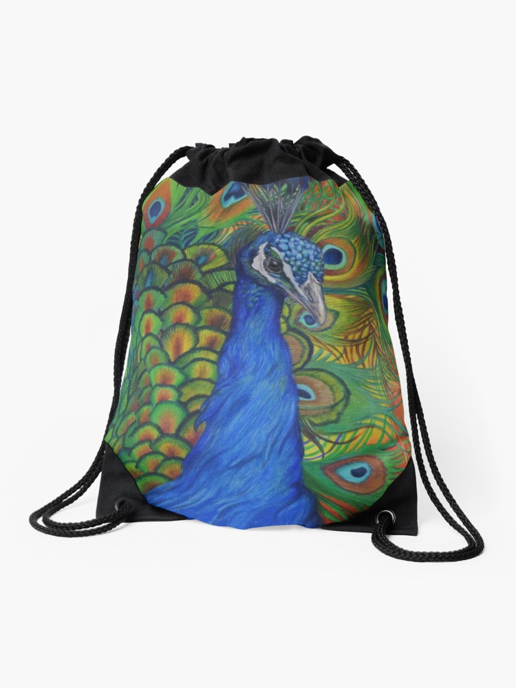 750x1000 Peacock Beautiful Drawing Drawstring Bag