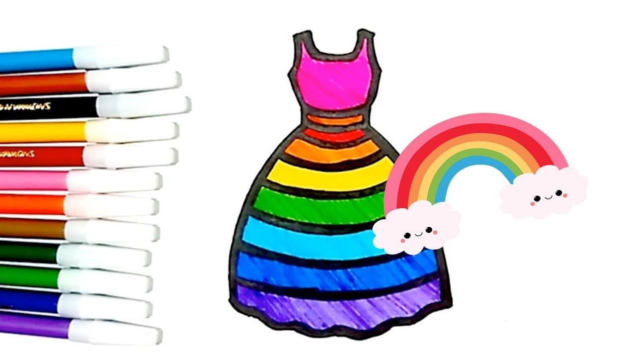 1280x720 Coloring And Drawing Beautiful Princess Rainbow Dress For Kids