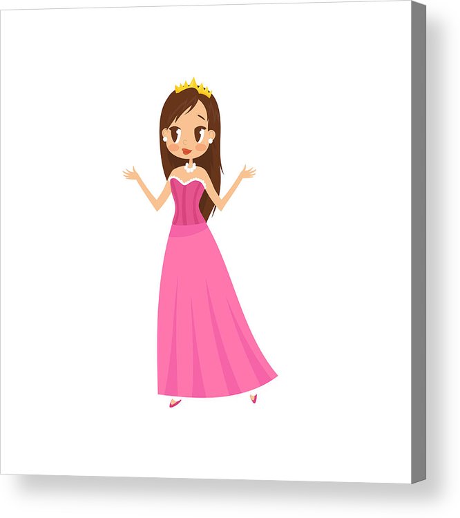 666x750 Beautiful Little Princess In A Pink Dress And Tiara Vector