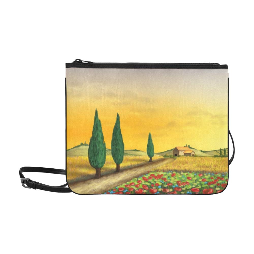 1000x1000 Beautiful Farmland Sunset Original Digital Illustration Stock