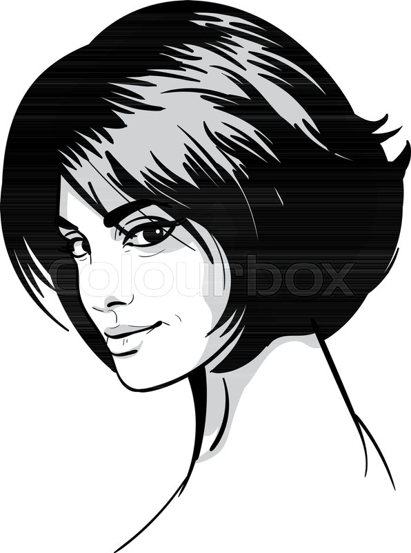 596x800 Beautiful Woman Portrait Bob Stock Vector Colourbox