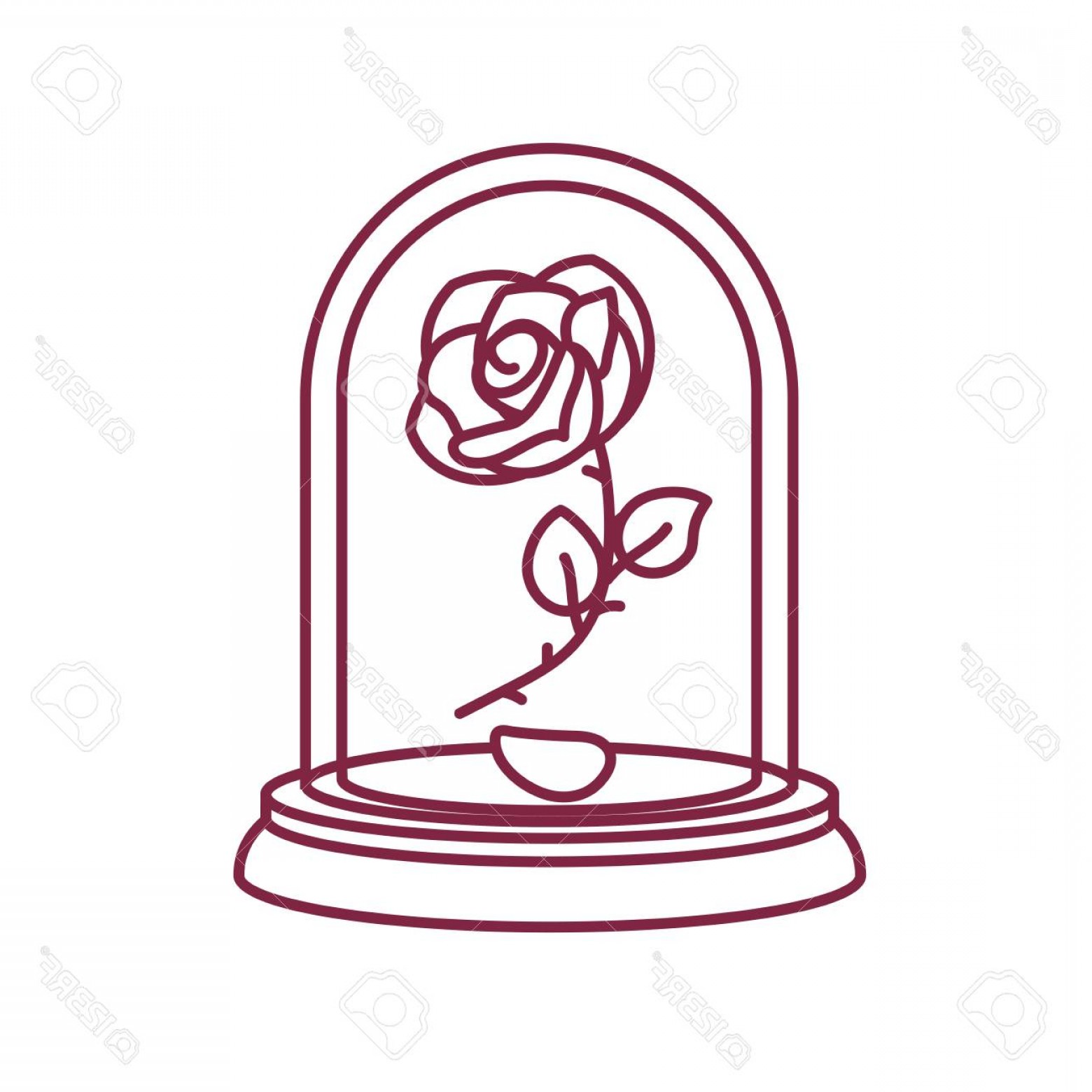 1560x1560 Beauty And The Beast Rose Jar Drawing Of Line Tattoo Step