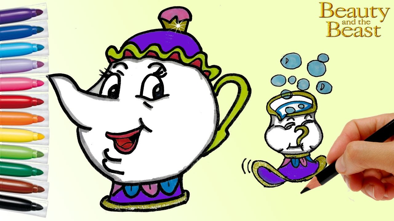 1280x720 how to draw mrs potts and chip from beauty and the beast coloring