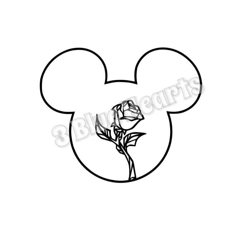 794x794 Beauty And The Beast Rose Mickey Head Dxf Pdf Studio Etsy
