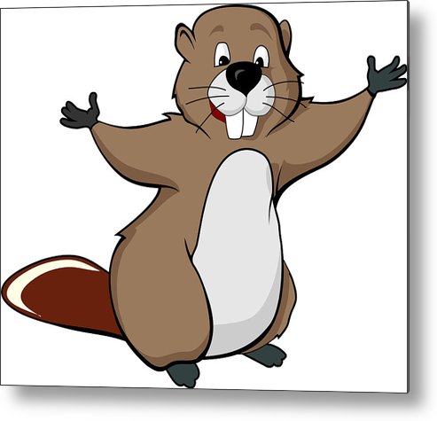 493x475 Cartoon Beaver Metal Print