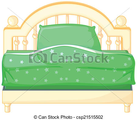 450x392 Bedroom Ilustration Of A Bed With Green Sheets