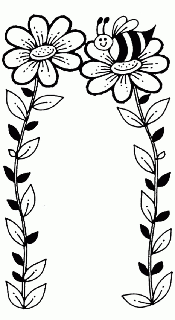 600x1098 Bee And Flower Coloring Page
