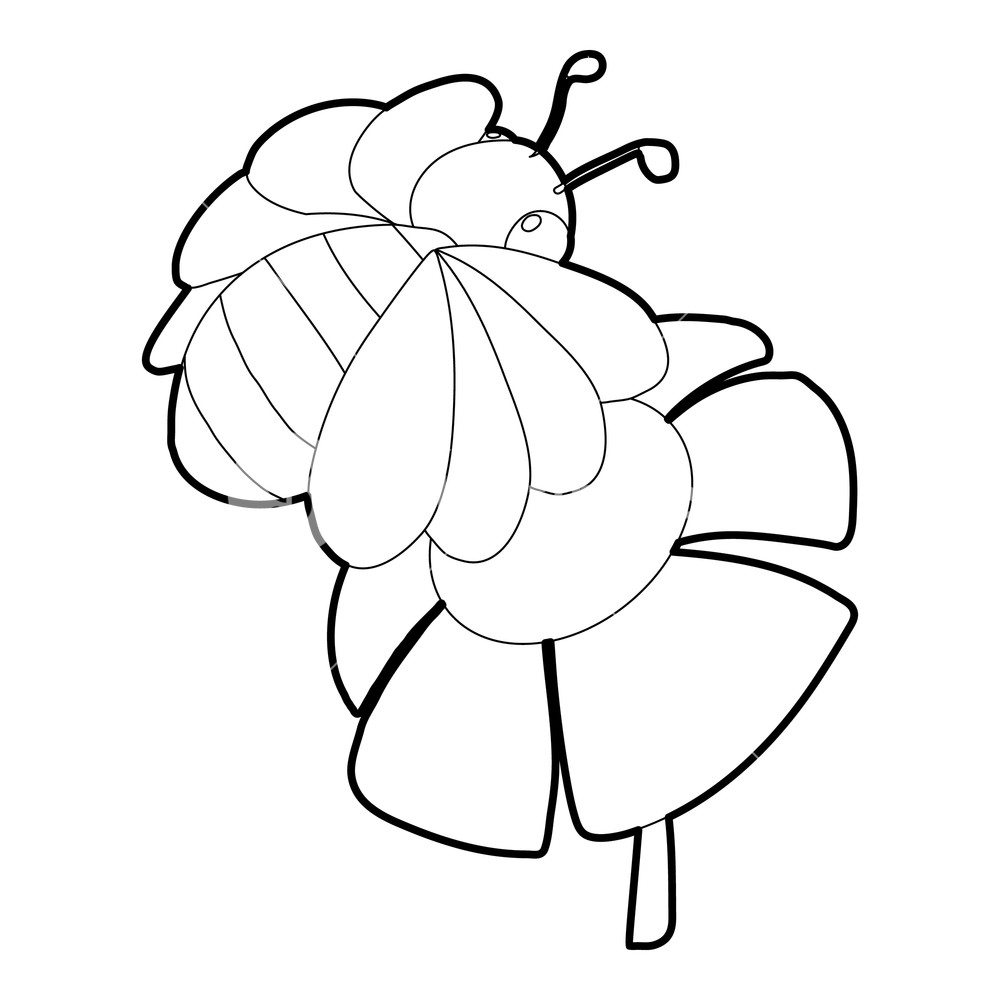 1000x1000 Bee On Flower Icon Isometric Illustration Of Bee On Flower