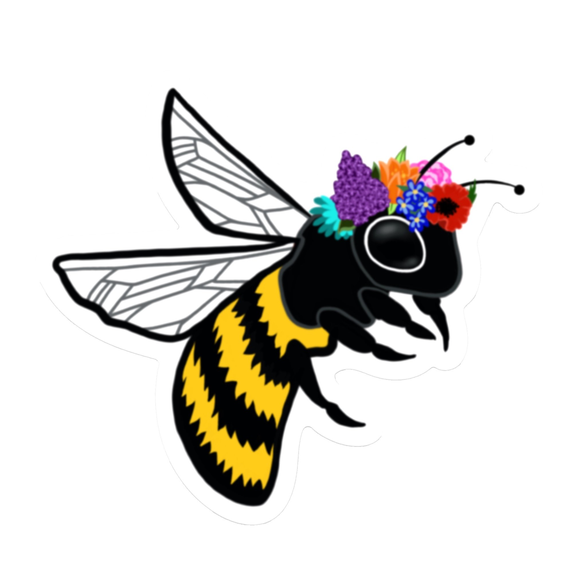 2048x2048 Bee With Flower Crown Die Cut Sticker