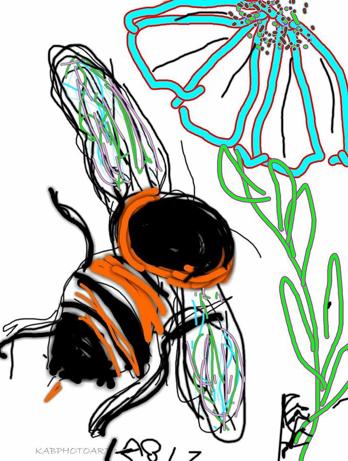 680x900 Bumble Bee And Flower Drawing Digital Art