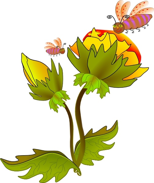 504x599 Bee And Flower Clip Art Free Vector In Open Office Drawing