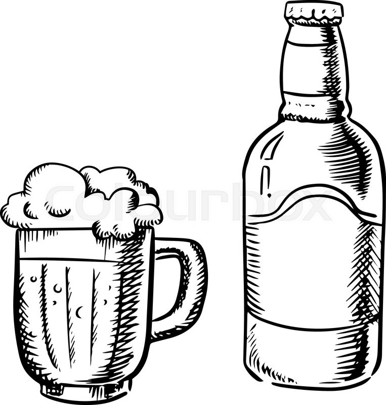 763x800 Beer Bottle And Filled Tankard With Stock Vector Colourbox