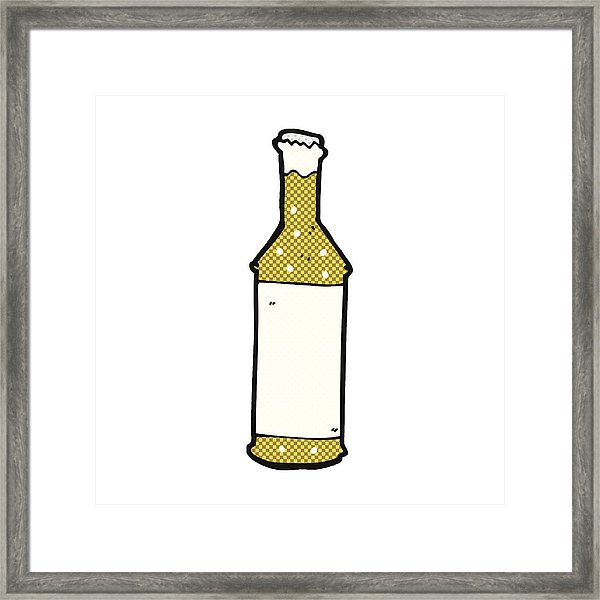 600x600 Comic Cartoon Beer Bottle Framed Print