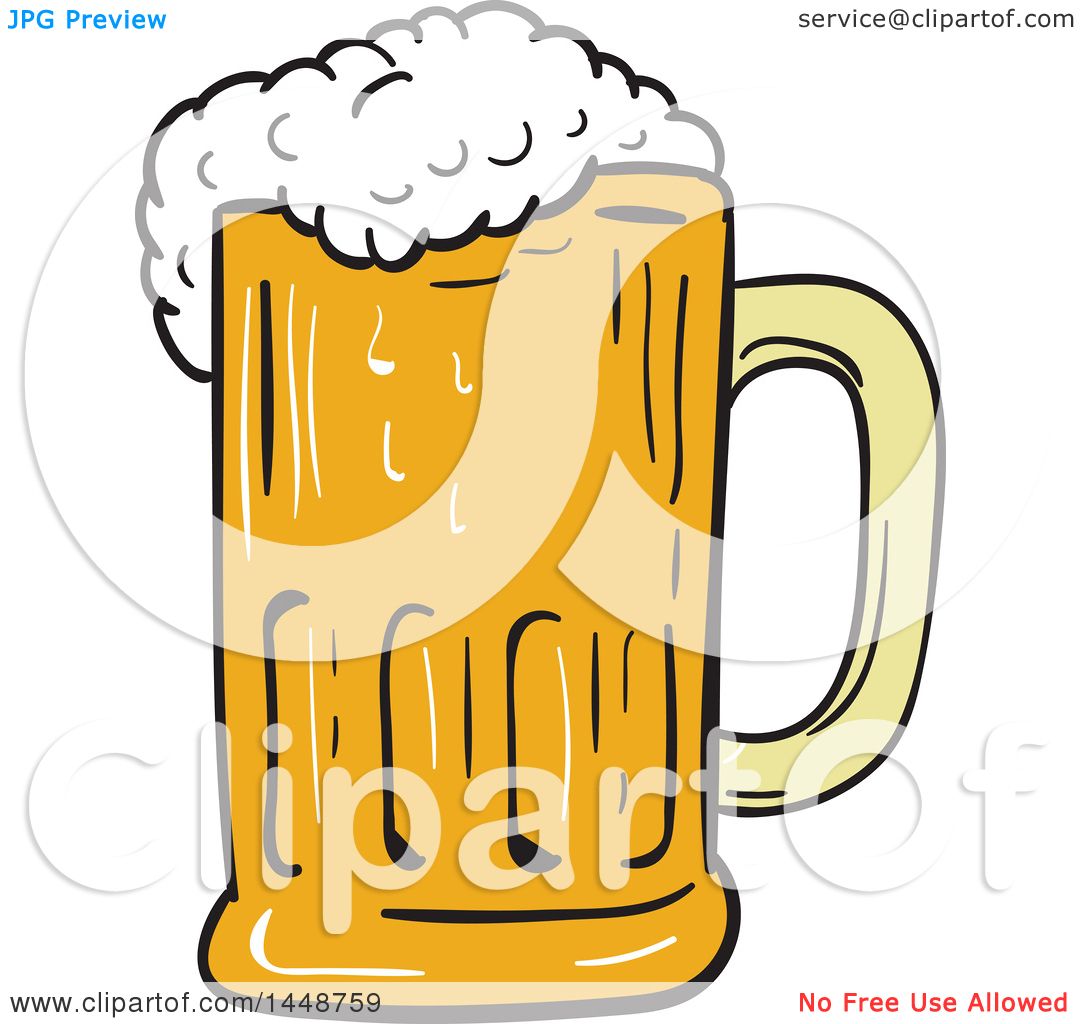 1080x1024 clipart of a sketched drawing styled frothy beer mug