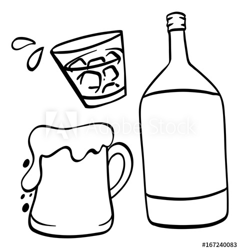 480x500 Doodle Drawing For Beer And Alcohol