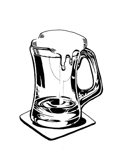 500x630 Drawn Beer Glass Drawing