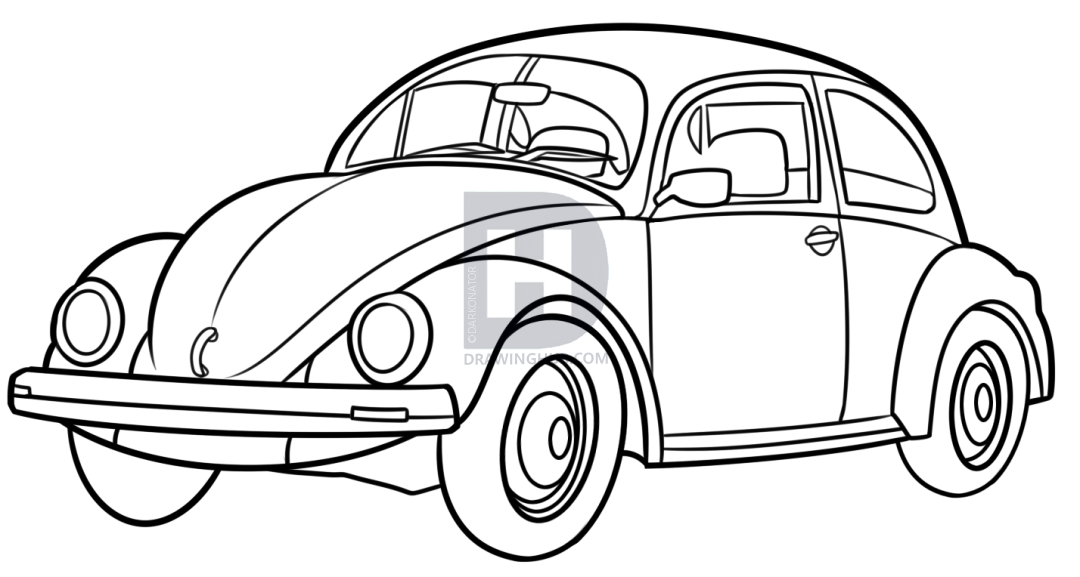 1080x577 How To Draw A Vw Beetle, Step