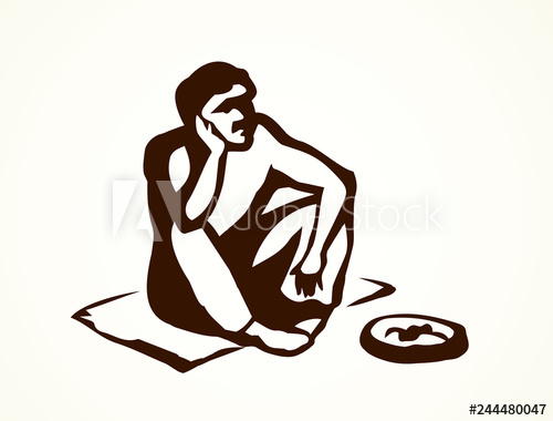 500x380 beggar vector drawing