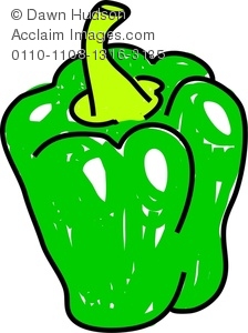 224x300 Clipart Image Of A Whimsical Drawing Of A Green Pepper Or Bell Pepper