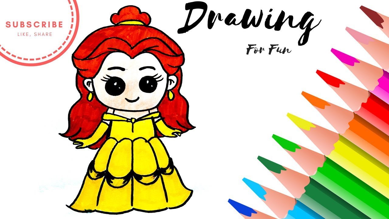 1280x720 How To Draw Disney Princess Belle From Beauty And The Beast Cute