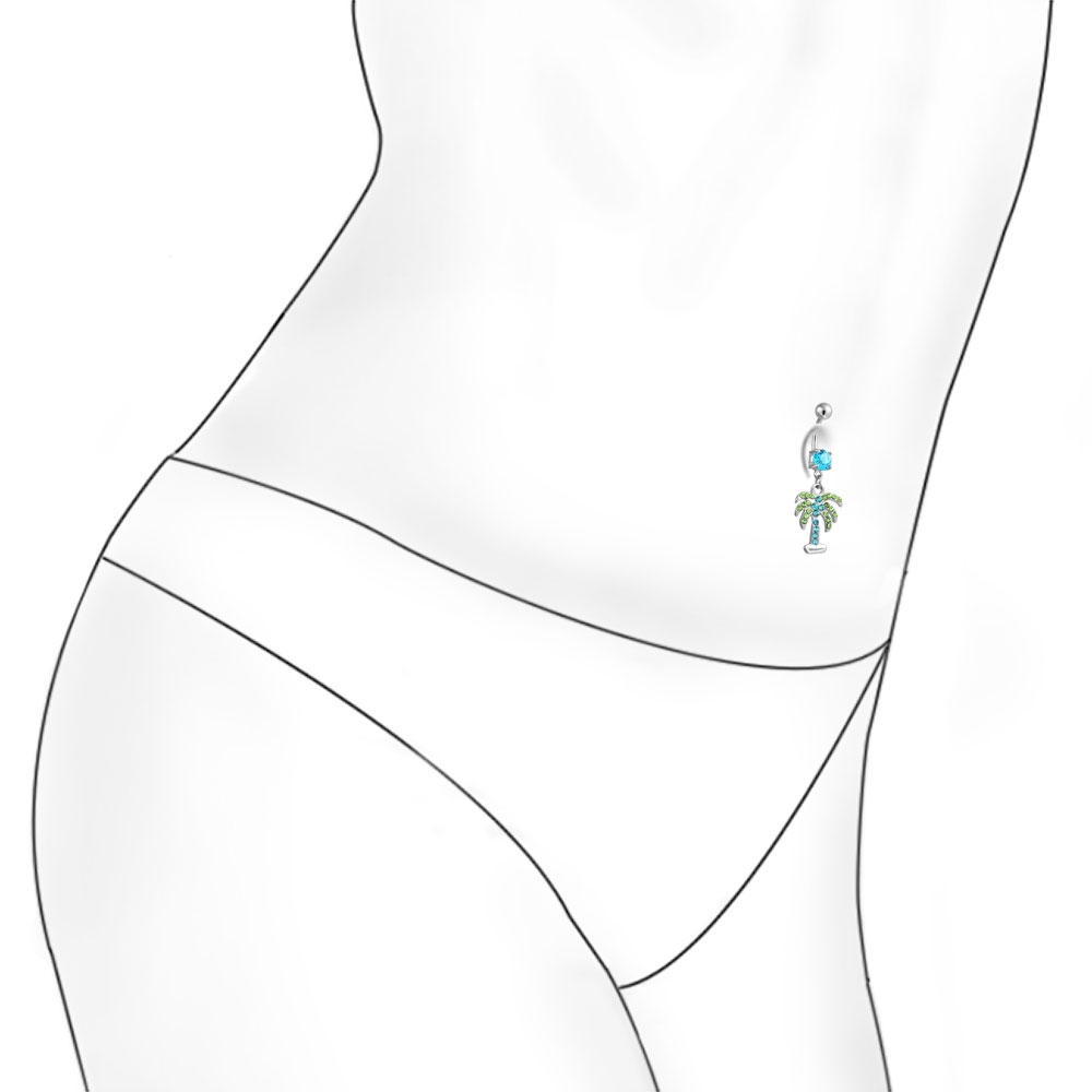 1000x1000 Nautical Tropical Beach Dangle Green Blue Crystal Palm Tree Bar