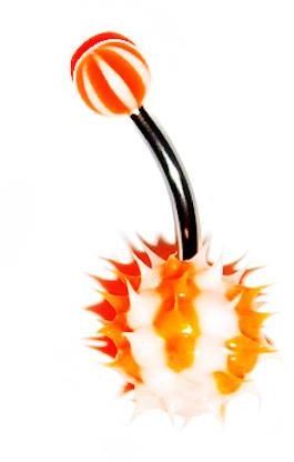265x416 Orange White Koosh Titanium Navel Belly Button Piercing Jewelry
