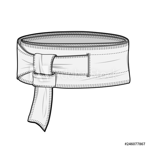500x500 Belt Fashion Flat Technical Drawing Vector Template