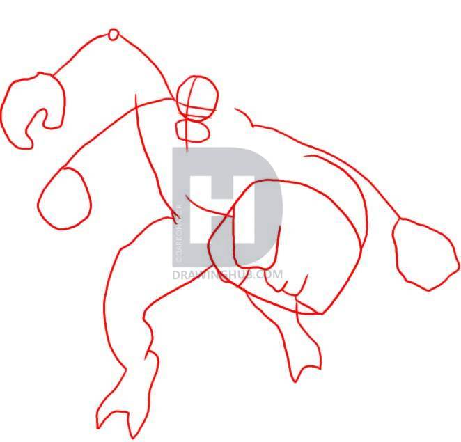 662x635 How To Draw Ben Aliens Four Arms, Step