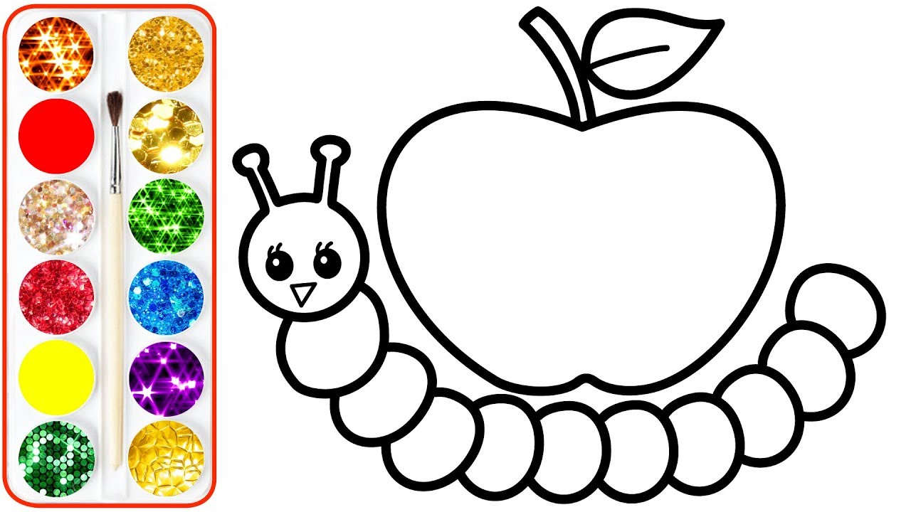 1280x720 Apple Caterpillar Drawing For Kids
