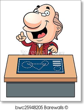 292x382 Cartoon Ben Franklin Blueprints, Art Print Barewalls Posters